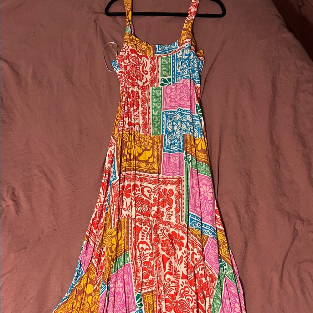 MSK Multicolor Patchwork Maxi Dress